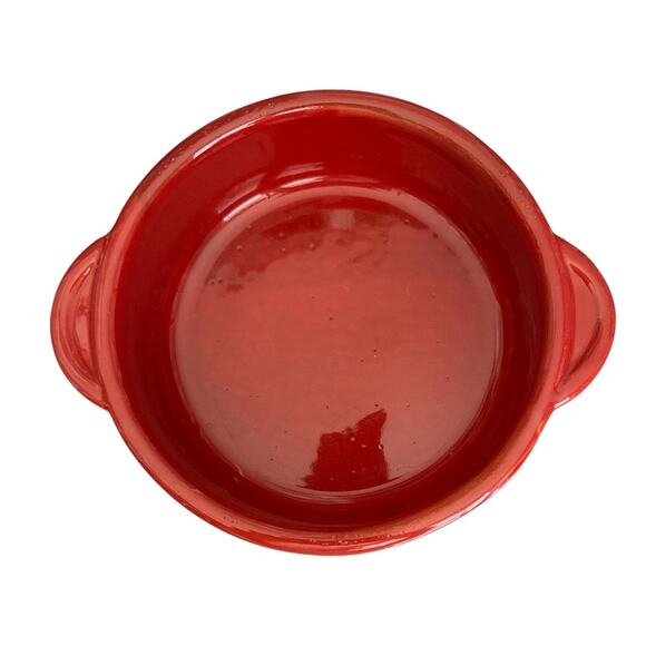 Rare Vintage Maioliche Jessica Deep Red Round Handled Baking Dish - Picture 2 of 9